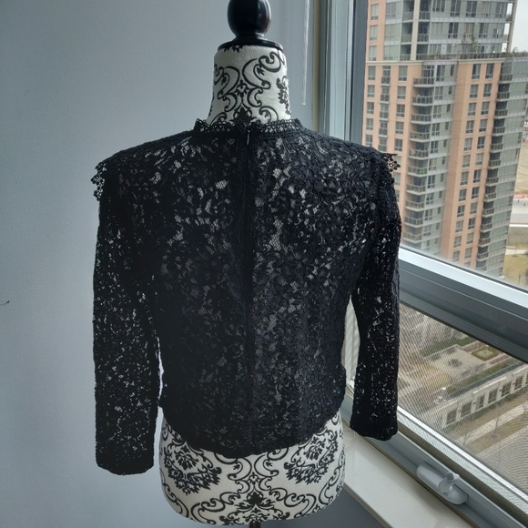 Zara Basic Lace Long sleeve Top in Black - Picture 5 of 8